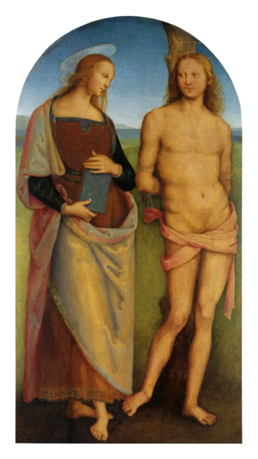 Saint Sébastien et Sainte Apolline - Pietro Perugino image 1 copie peinte à la main à l’huile