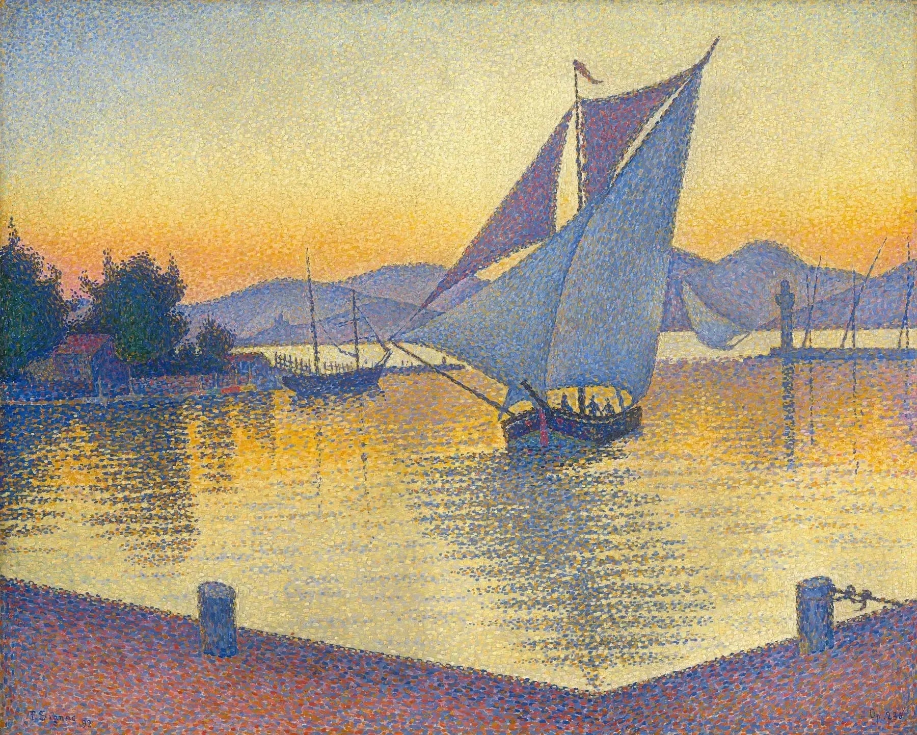 Saint-Tropez, le port au coucher du soleil, Opus 236 - Paul Signac image 1 copie de tableau peinte à la main