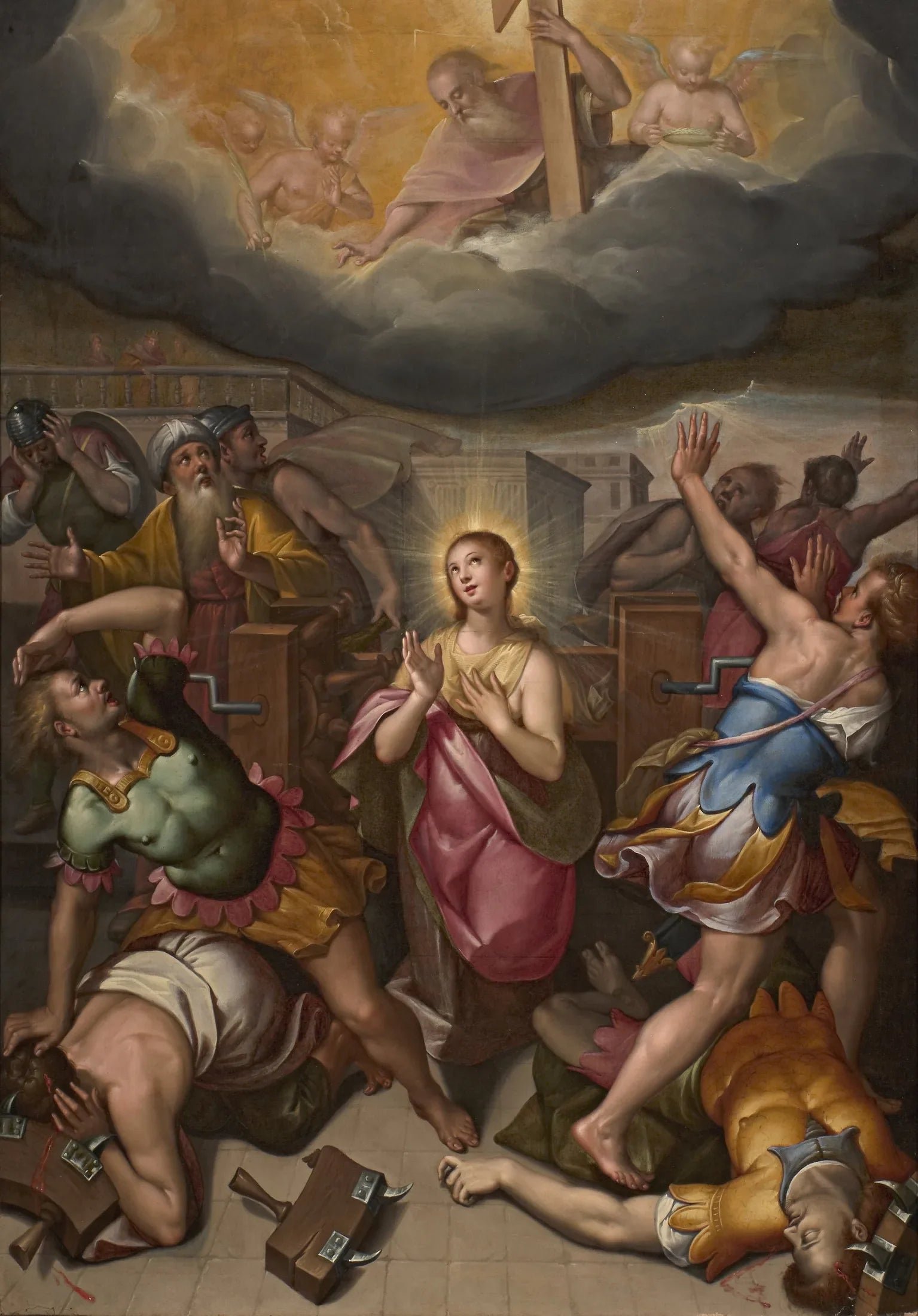 Sainte Catherine d'Alexandrie et le miracle de la roue - Denis Calvaert image 1 reproduction artisanale de tableau