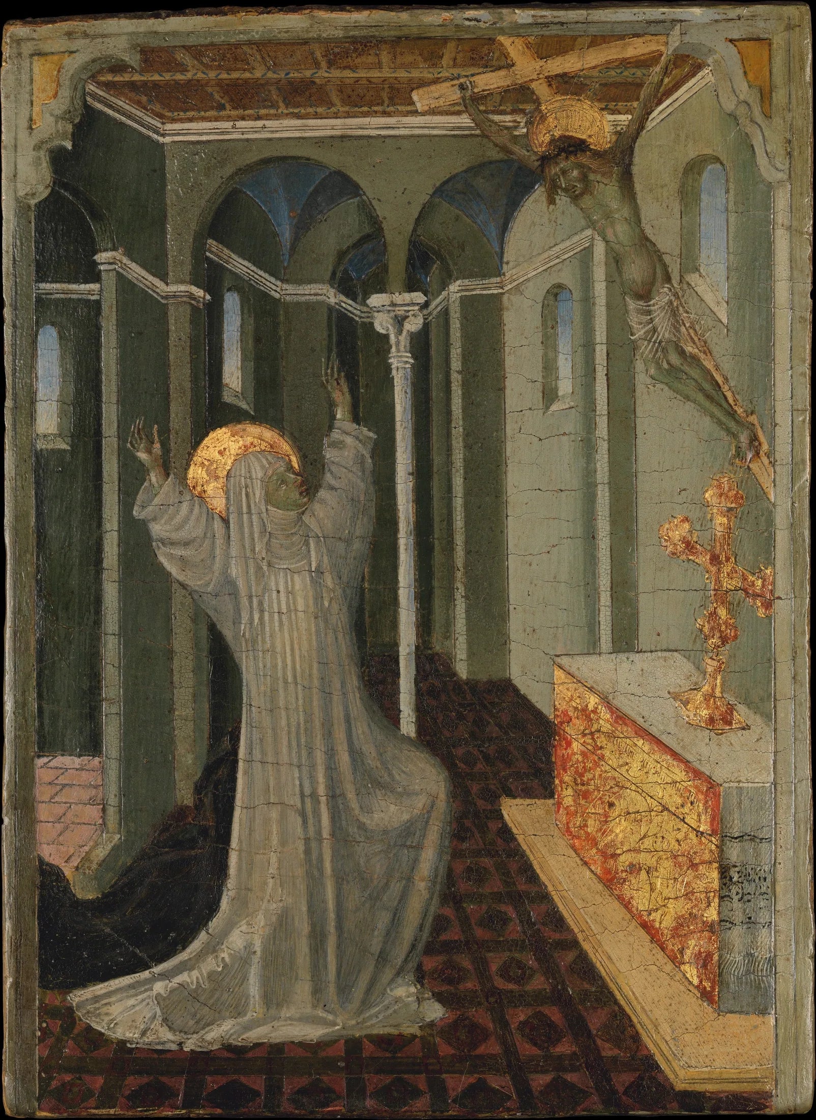 Sainte Catherine de Sienne recevant les stigmates - Giovanni di Paolo image 1 copie de tableau peinte à la main