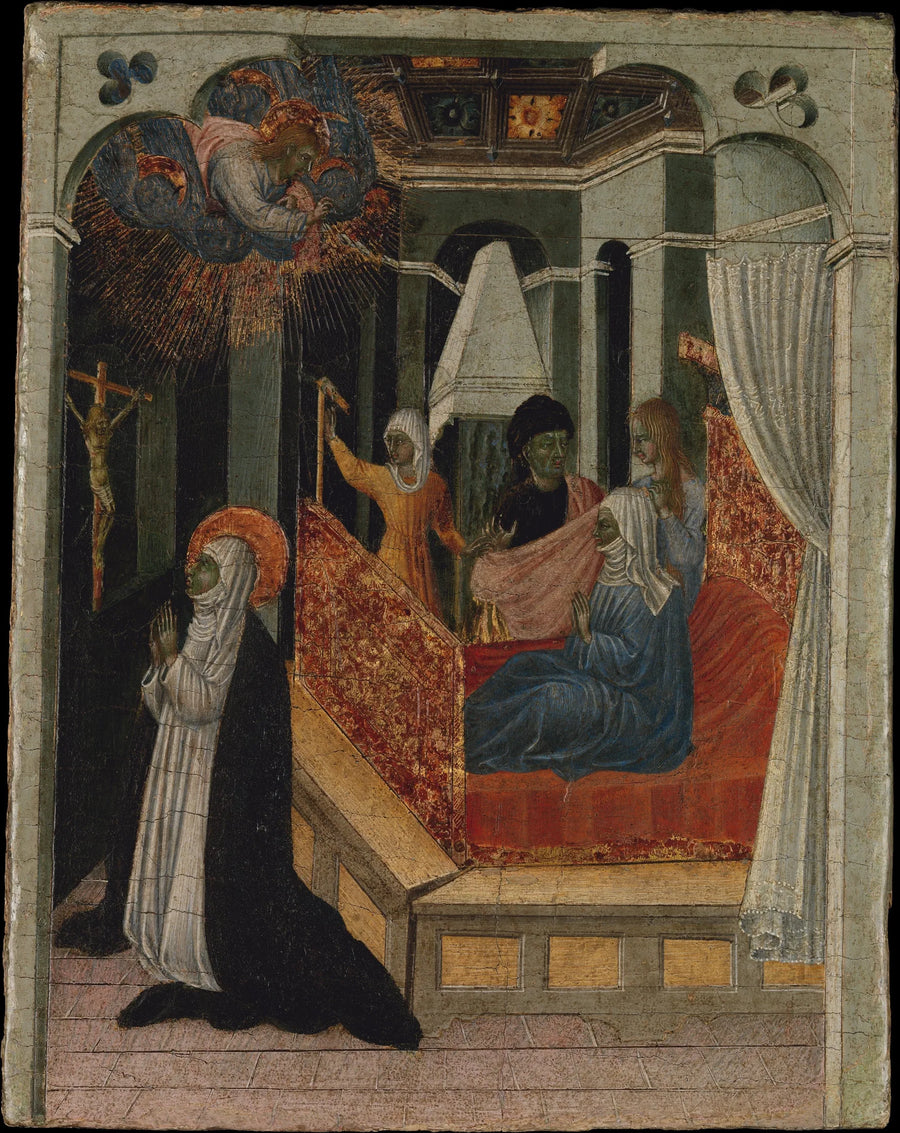 ซานต์ Catherine de Sienne วอนขอพระคริสต์ให้ฟื้นคืนชีพแม่ของเธอ - Giovanni di Paolo