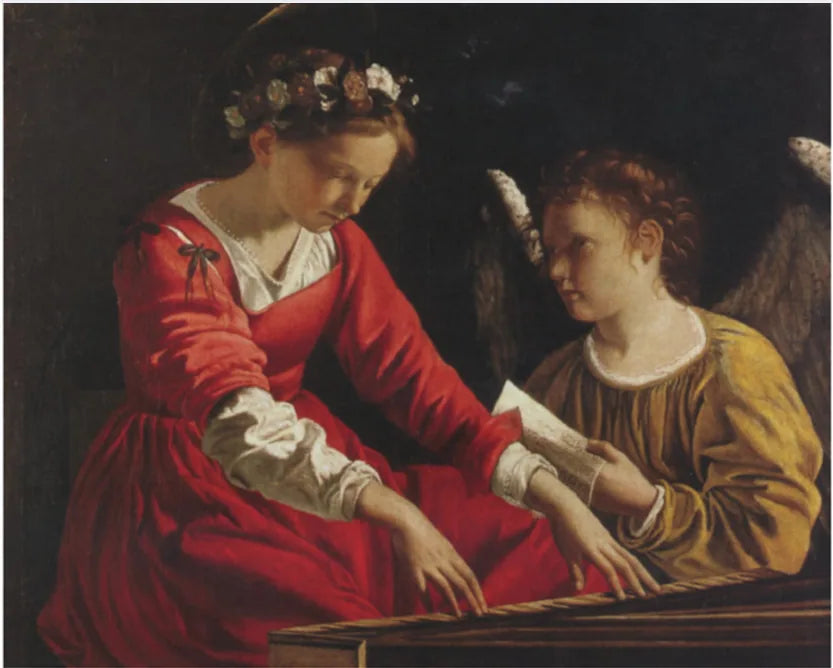 เซนต์ซีซีลพร้อมเทวดาเล่นสายเครื่องดนตรี - Orazio Gentileschi