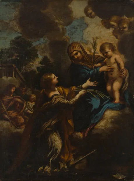 Sainte Marie, le petit Jésus et sainte Catherine - Pietro da Cortona image 1 reproduction artisanale de tableau