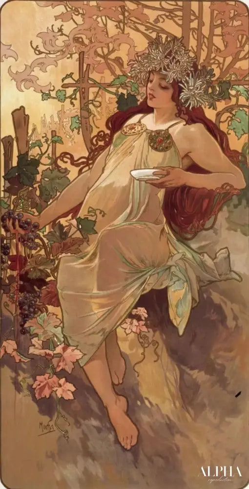 Saisons de l'automne - Mucha - Reproductions de tableaux et peintures haut de gamme