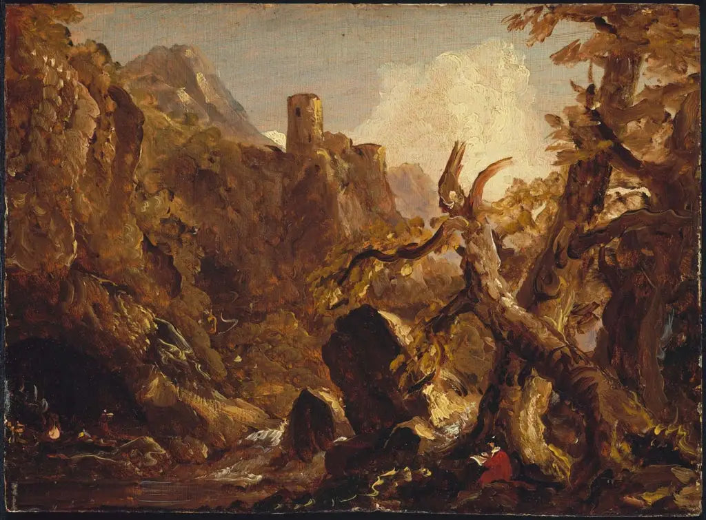 Salvator Rosa dessinant des bandits - Thomas Cole image 1 copie peinte à la main à l’huile