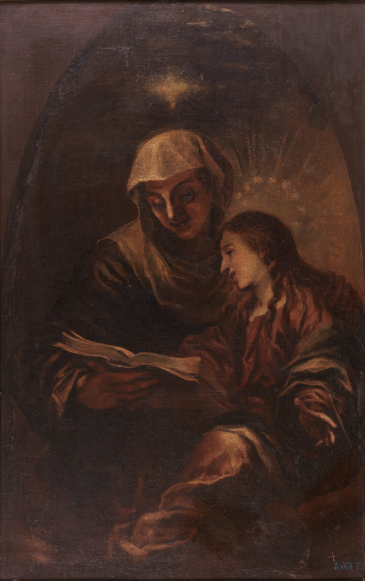 Santa Ana enseñando a leer a la Virgen - Francisco Herrera the younger image 1 reproduction artisanale de tableau