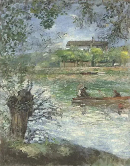 Saules et personnages dans une barque - Pierre-Auguste Renoir image 1 reproduction artisanale de tableau