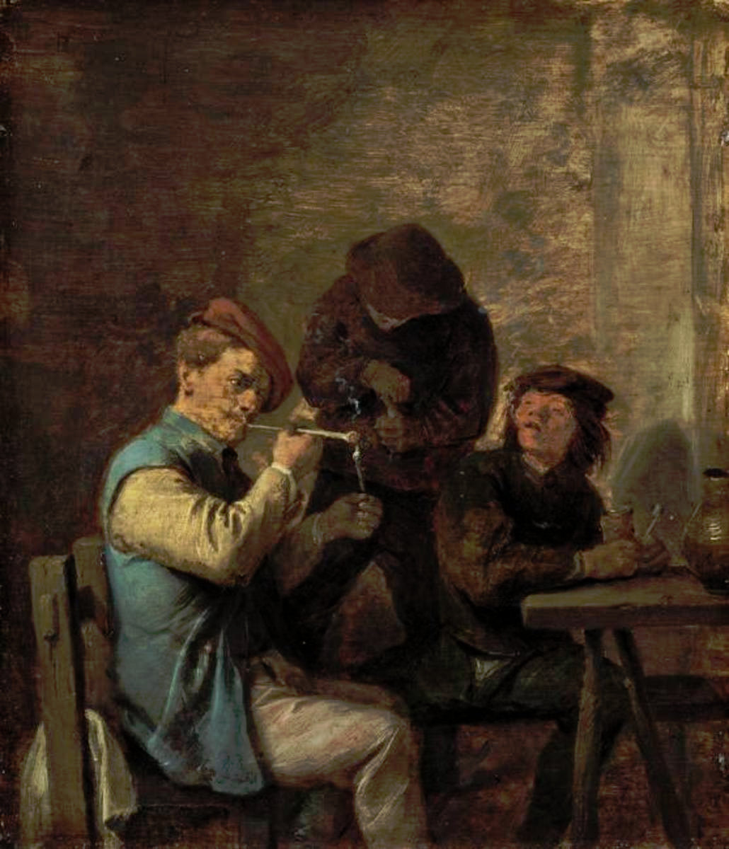 Scène avec des fumeurs (Allégorie du sens du goût) - Adriaen Brouwer image 1 tableau peint à l’huile sur toile