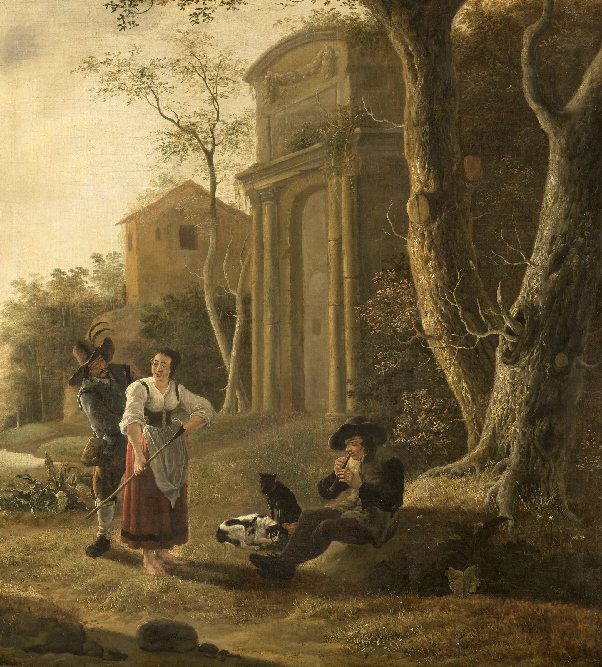 Scène de berger avec un joueur de châle - Jan Baptist Wolfaerts