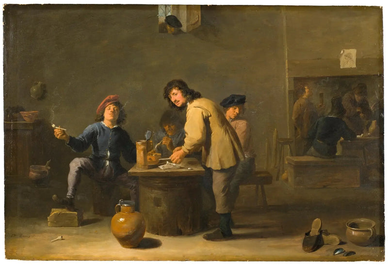 ฉากร้านเหล้ากับนักสูบ pipe - David Teniers le Jeune