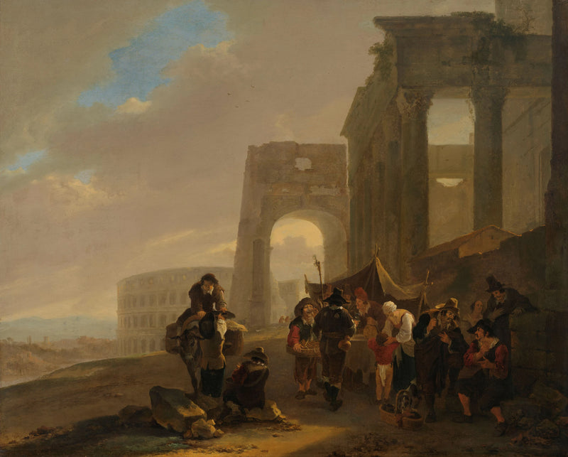 Scène folklorique parmi les ruines romaines - Jan Both