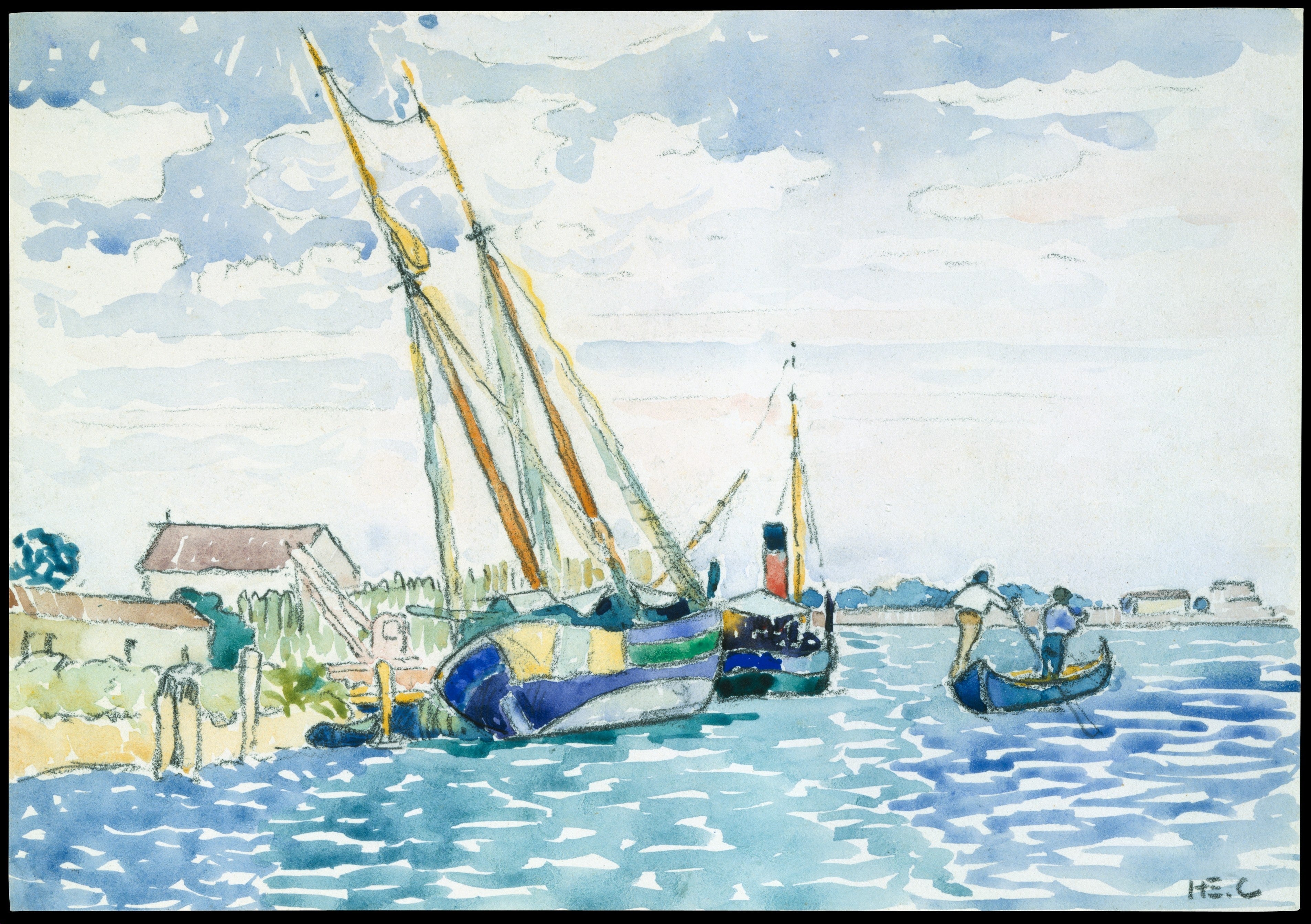 Scène marine (Bateaux près de Venise) - Henri-Edmond Cross - Alpha Reproduction