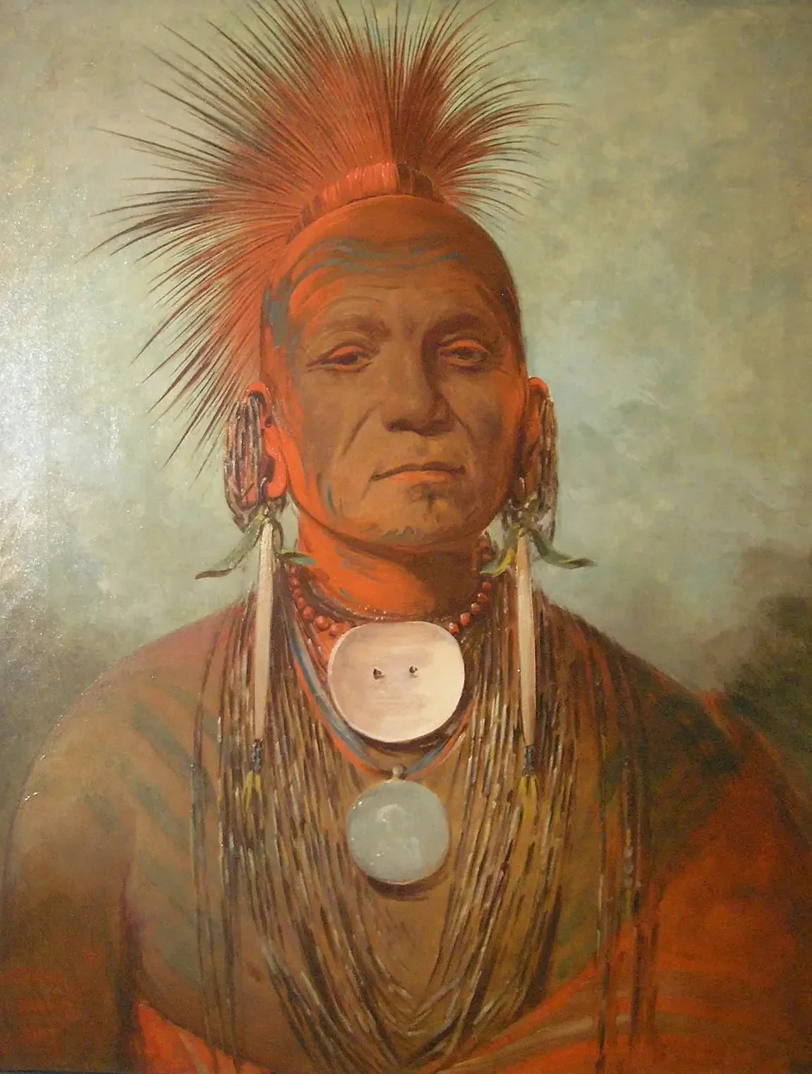 See-non-ty-a, un guérisseur de l'Iowa - George Catlin image 1 copie peinte à la main à l’huile