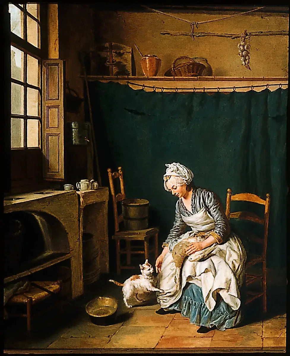 Servante plumant un poulet - Nicolas-Bernard Lépicié image 1 reproduction artisanale de tableau
