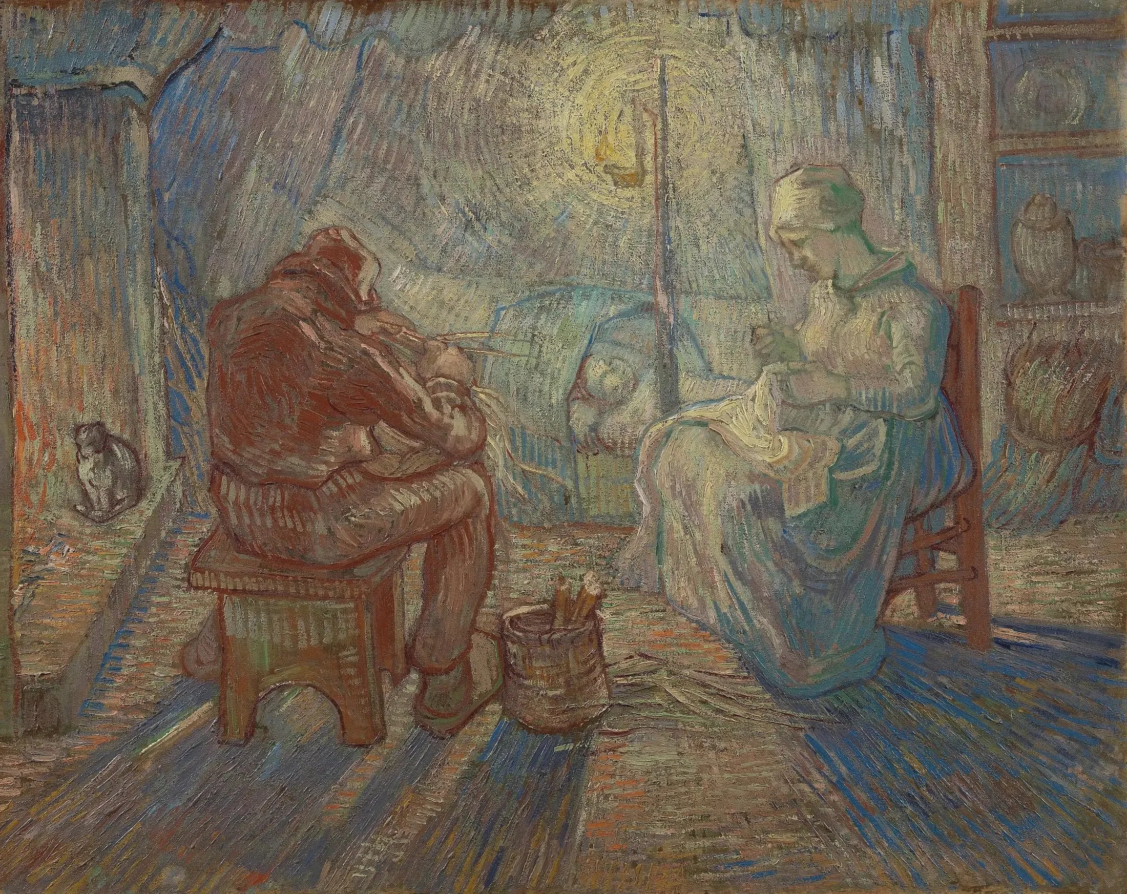 Soir (après Millet) - Vincent van Gogh image 1 copie peinte à la main à l’huile
