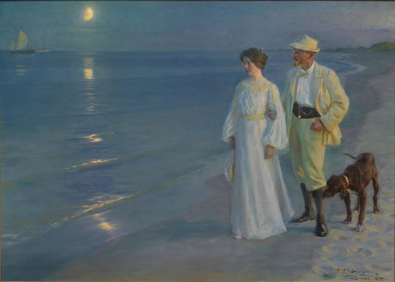 ค่ำคืนฤดูร้อนบนชายหาดสกาเกน – ศิลปินและภรรยา - Peder Severin Krøyer