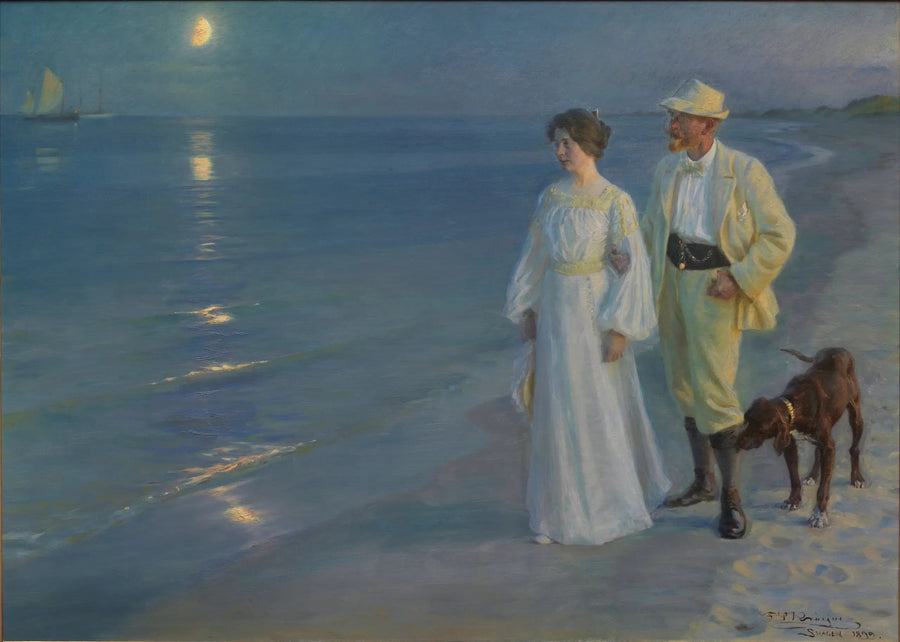 ค่ำคืนฤดูร้อนบนชายหาดสกาเกน – ศิลปินและภรรยา - Peder Severin Krøyer