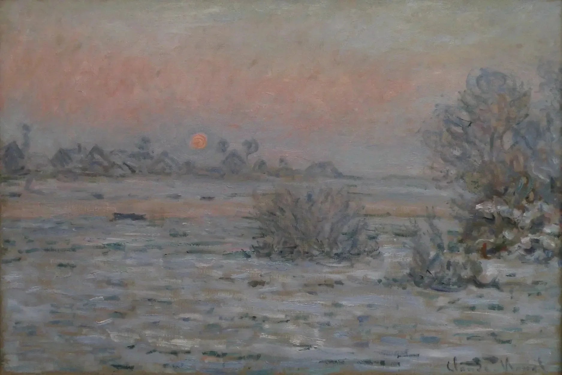 Soleil d'hiver à Lavacourt - Claude Monet image 1 copie peinte à la main à l’huile