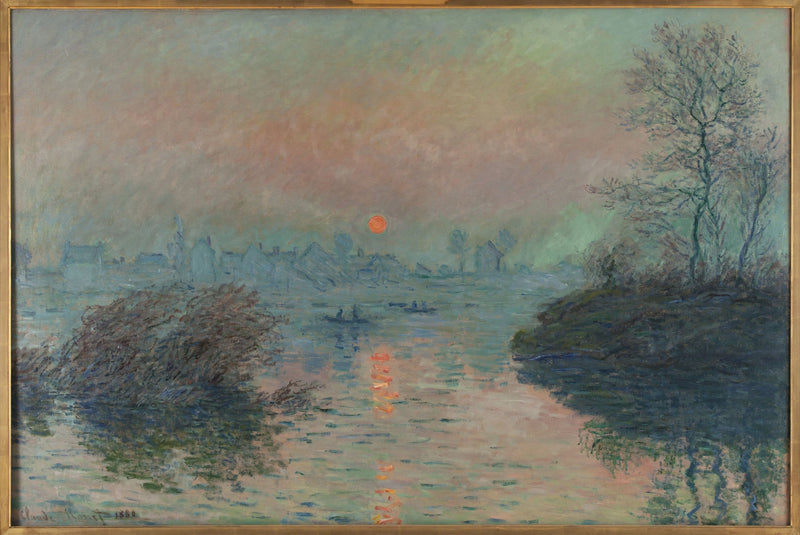 พระอาทิตย์ตกบนแม่น้ําแซนที่ Lavacourt W576 - Claude Monet
