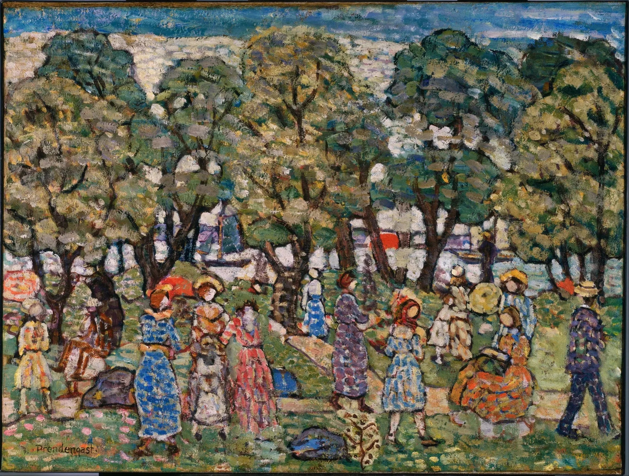 Sous les arbres - Maurice Prendergast image 1 reproduction artisanale de tableau