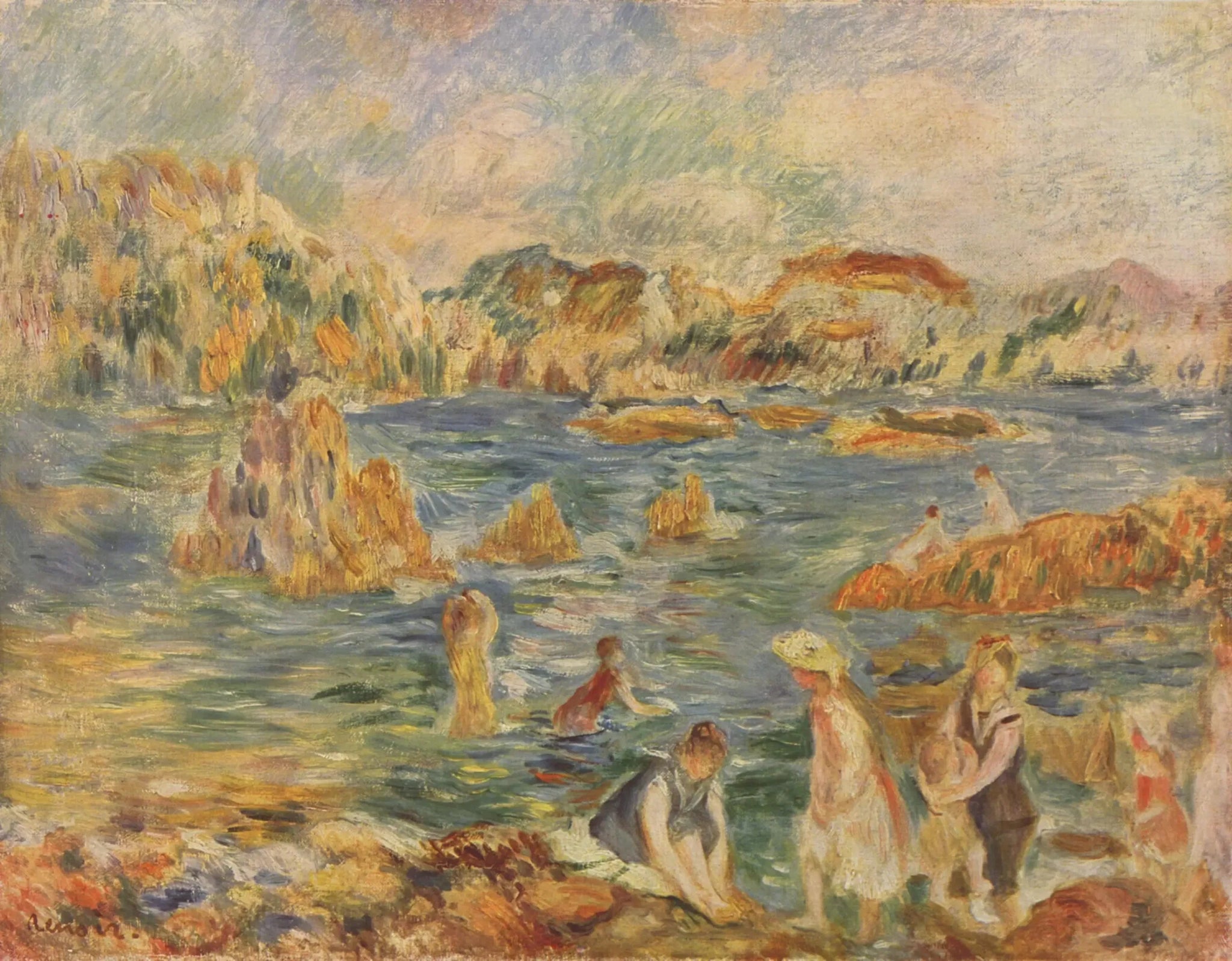Sur la plage de Guernesey - Pierre-Auguste Renoir image 1 tableau peint à l’huile sur toile