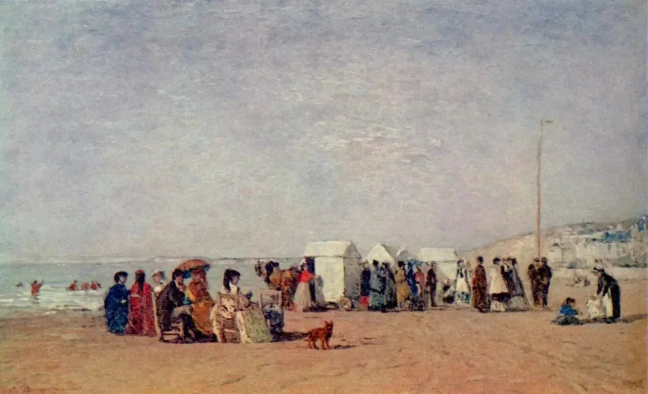 Sur la plage de Trouville - Eugène Boudin image 1 reproduction d’œuvre d’art à l’huile