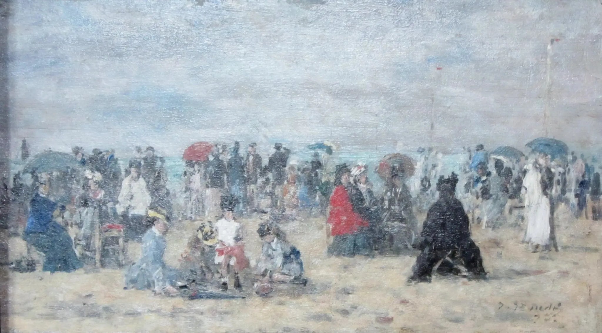 Sur la plage de Trouville - Eugène Boudin image 1 tableau peint à l’huile sur toile