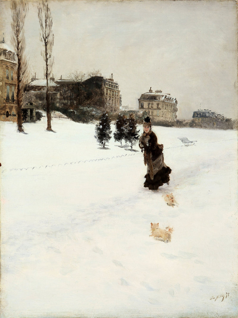 บนเส้นทางที่ปกคลุมด้วยหิมะ - Giuseppe De Nittis