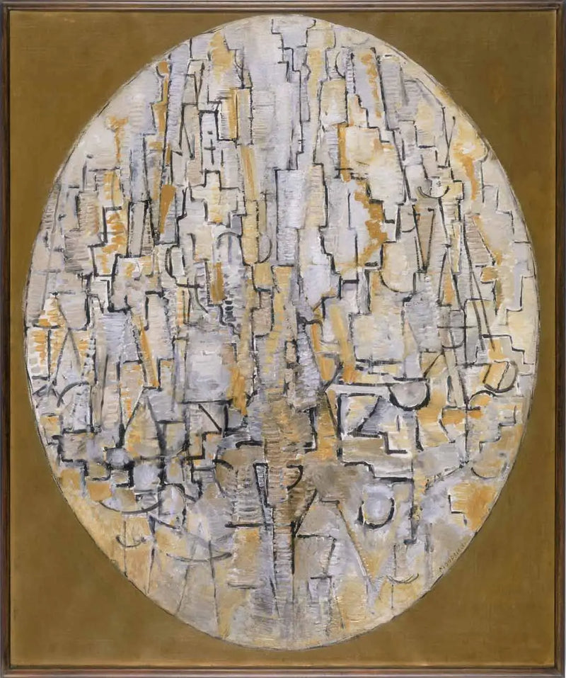ภาพวาดหมายเลข 3: การจัดองค์ประกอบในรูปไข่ - Piet Mondrian