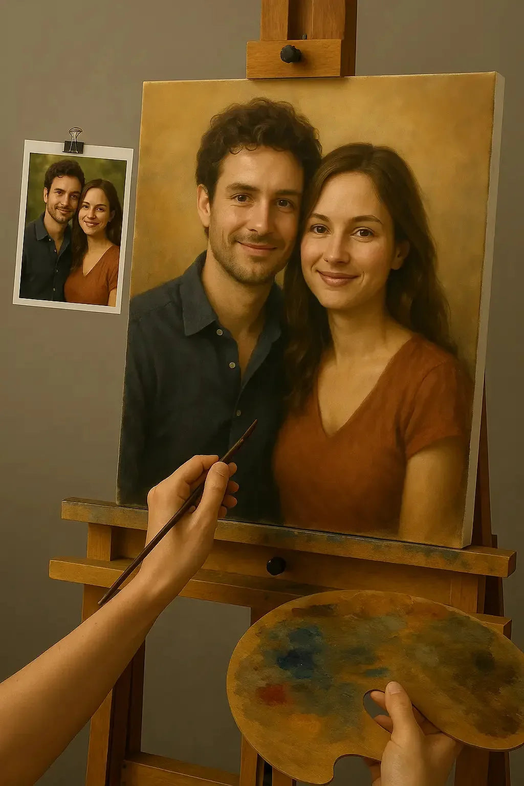 💑 Tableau personnalisé couple – Peinture à l’Huile Unique et Émotionnelle image 2 reproduction artisanale de tableau