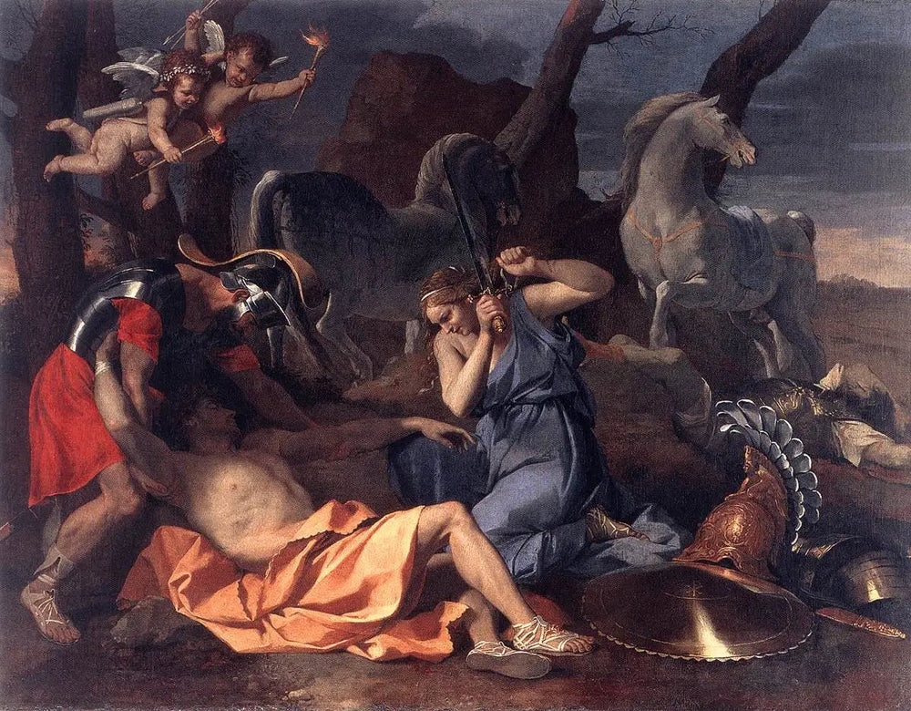 Tancrède et Herminie - Nicolas Poussin image 1 reproduction d’œuvre d’art à l’huile