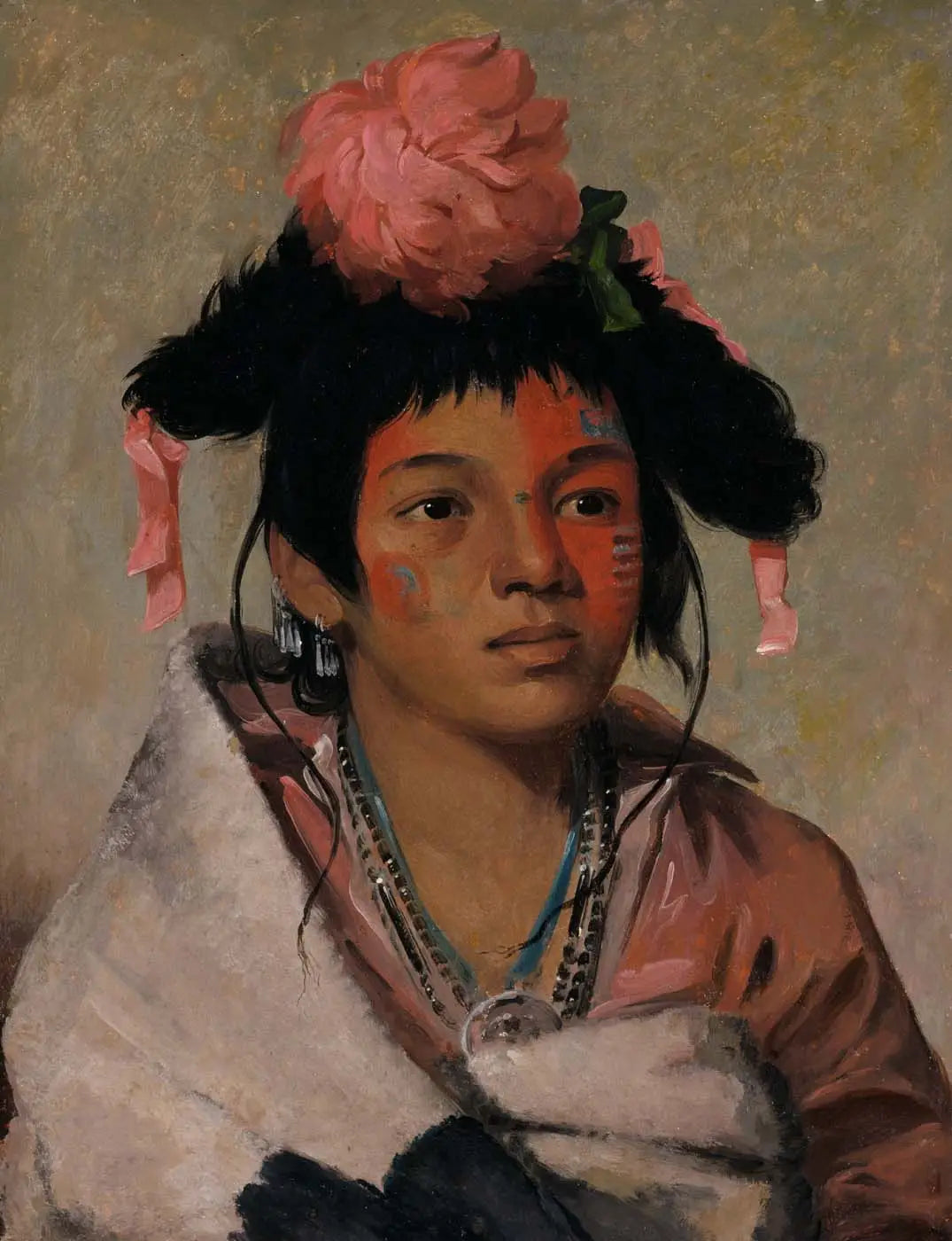 Tcha-káuk-o-ko-máaugh, grand chef, un garçon - George Catlin image 1 copie de tableau peinte à la main