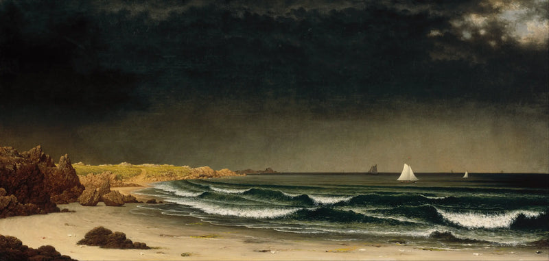 พายุ approaching : ชายหาดใกล้ Newport - Martin Johnson Heade