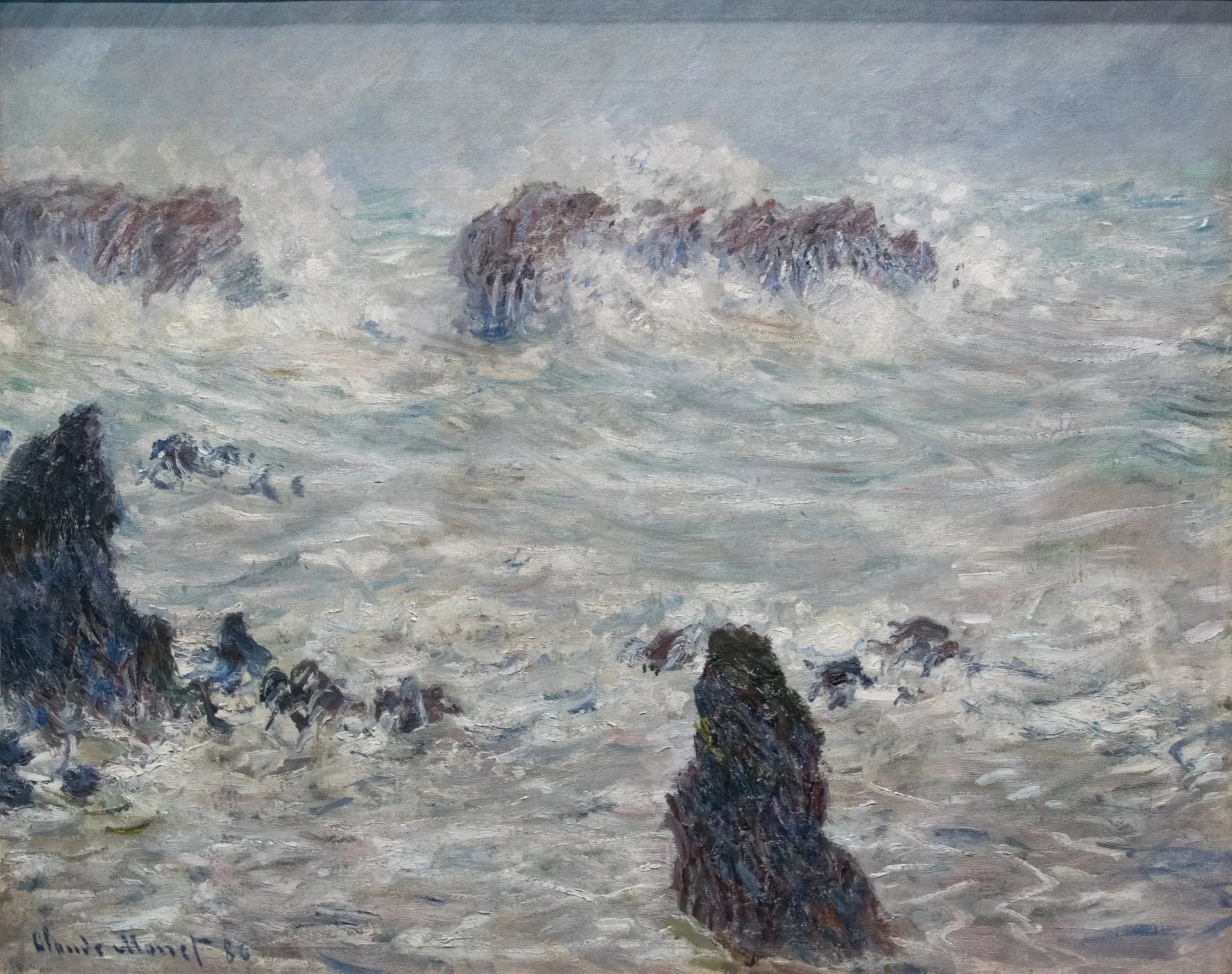 Tempête, côtes de Belle-Île W1116 par Claude Monet, musée d’Orsay