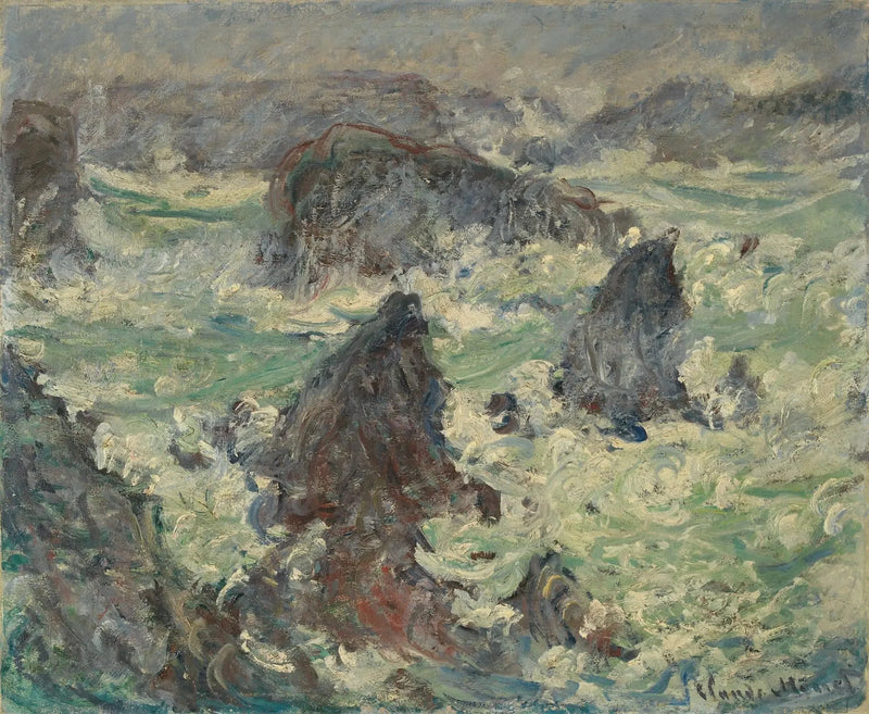 พายุฝนที่ชายฝั่งเบลล์-อีล - Claude Monet