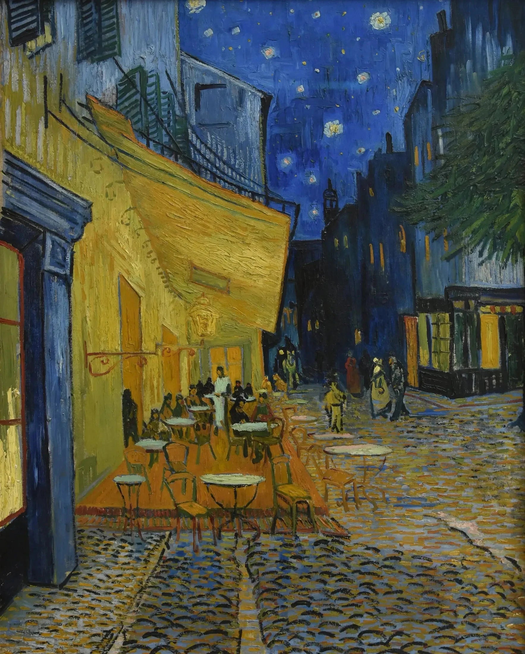 Terrasse du café le soir F467 de Vincent van Gogh, place du Forum à Arles