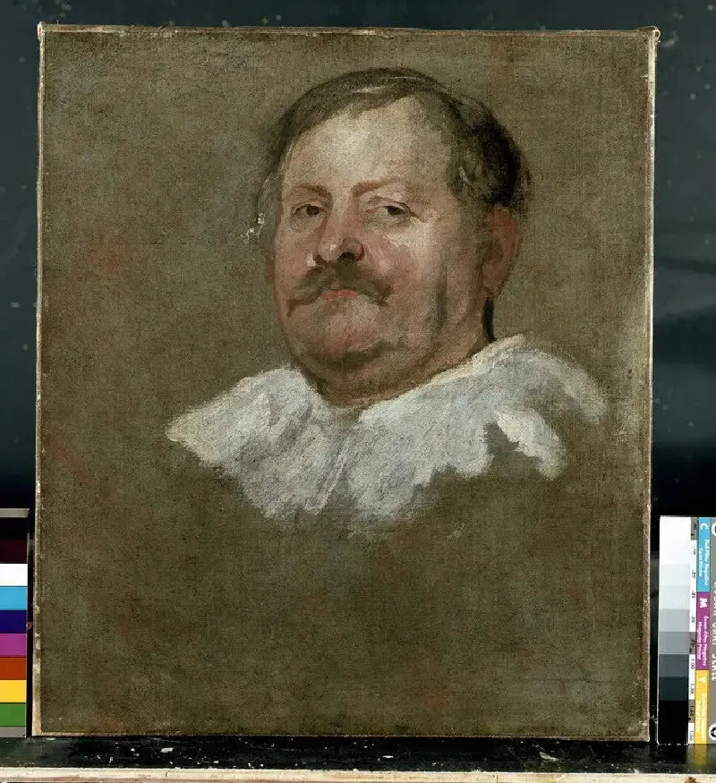 หัวผู้ชายสวมแว่นตาแบบตกลง - Antoine van Dyck