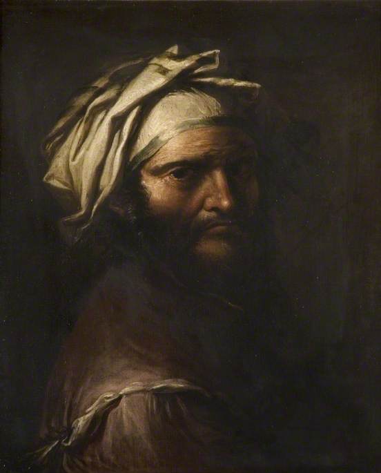 Tête d'un homme portant un turban - Salvator Rosa image 1 copie de tableau peinte à la main
