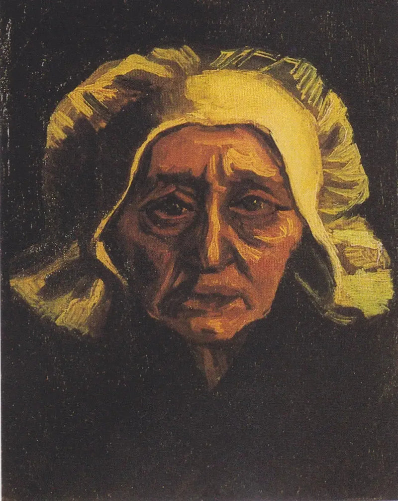 หัวของชาวนาแก่ใส่หมวกขาว - Vincent van Gogh