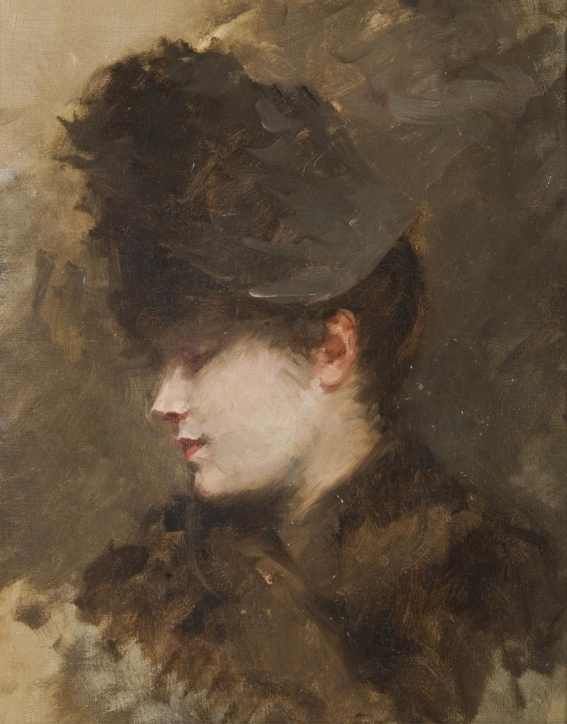 หัวผู้หญิงใส่หมวกด้านข้าง - Giuseppe De Nittis