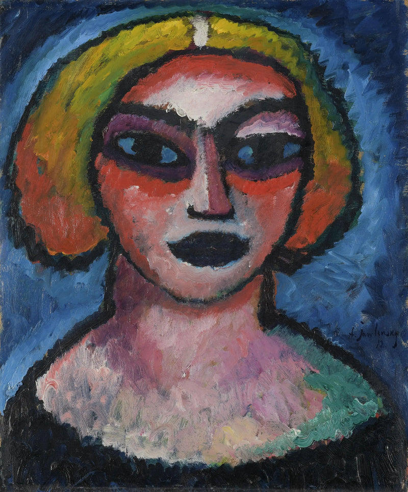 หัวผู้หญิงด้านหลัง : อกผู้ชาย (ประมาณปี 1910-1912) - Alexej von Jawlensky