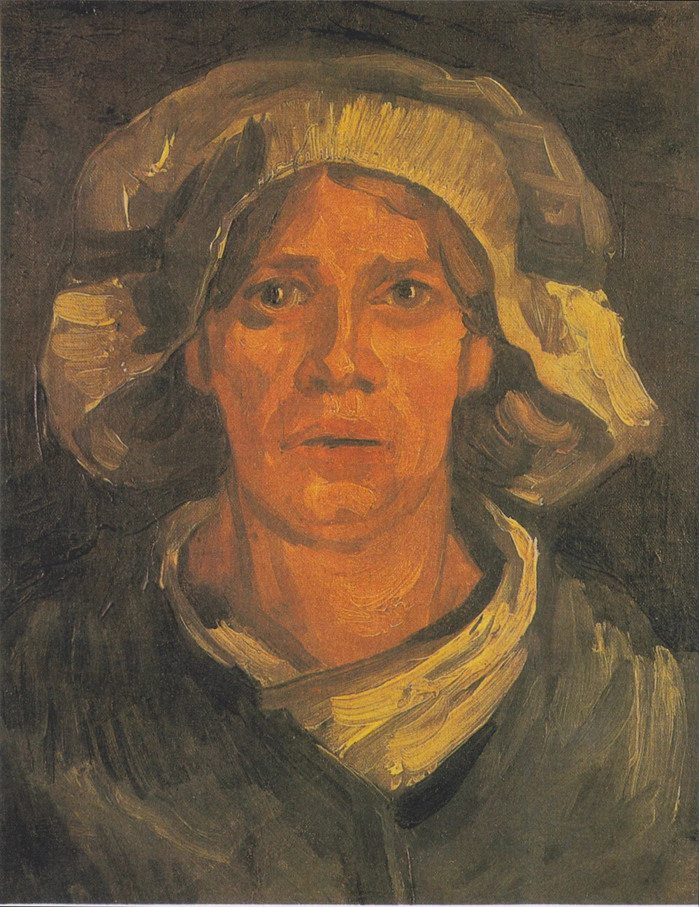 Reproduction du tableau « Tête de paysanne au bonnet blanc - Vincent van Gogh » par Alpha Reproduction en peinture à l’huile