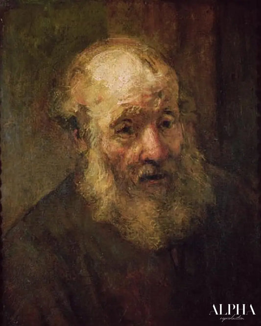 Tête d'un vieil homme, vers 1650 - Rembrandt van Rijn - Reproductions de tableaux et peintures haut de gamme