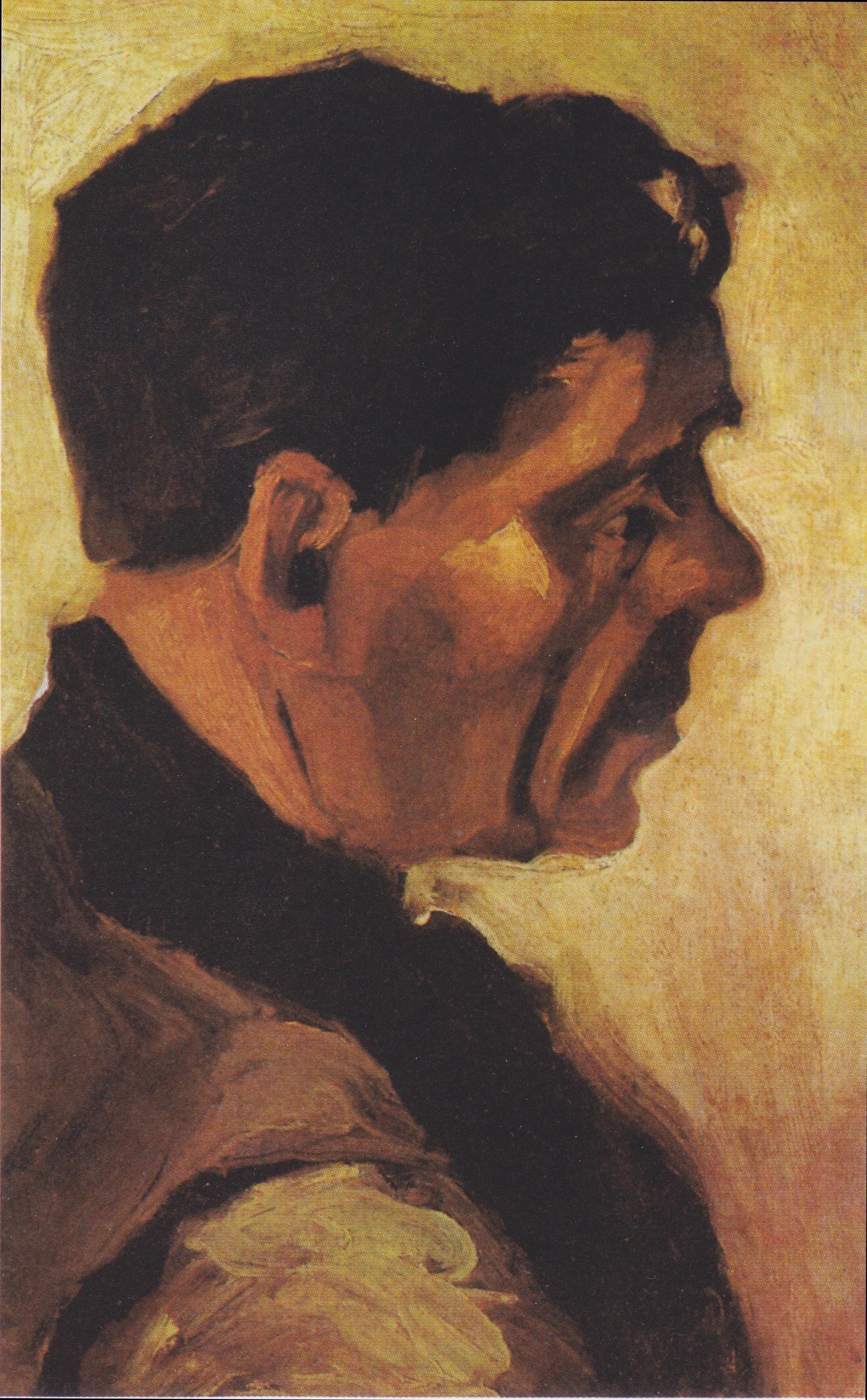 Tête d’homme F168 — paysan de profil droit éclairé sur la joue et la nuque, peint par Vincent van Gogh