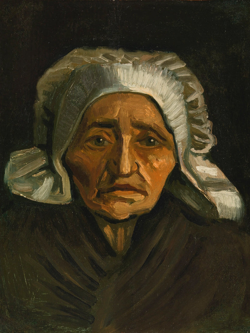 หัวหญิงชาวนาใส่ผ้าคลุมศีรษะสีขาว - Vincent van Gogh