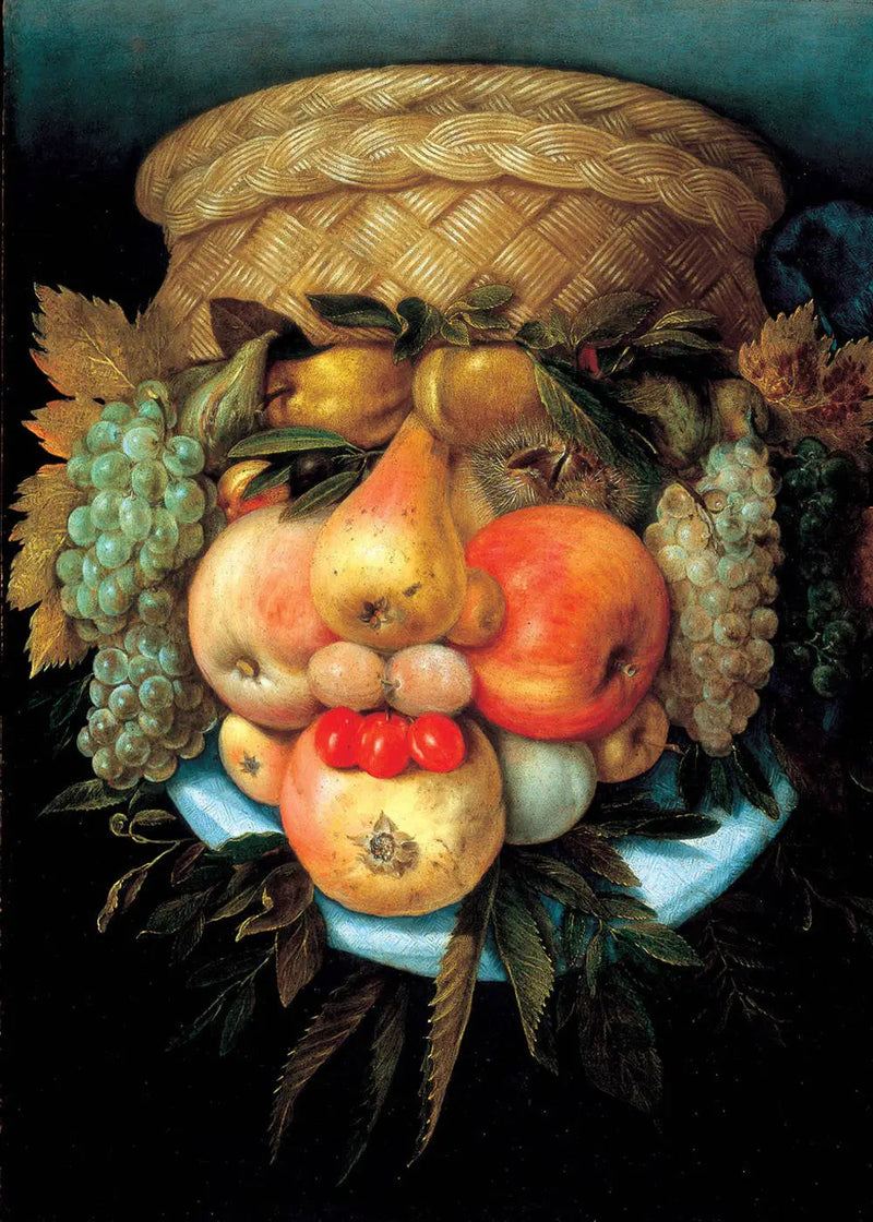 หัวหมุนได้พร้อมตะกร้าผลไม้ - Giuseppe Arcimboldo