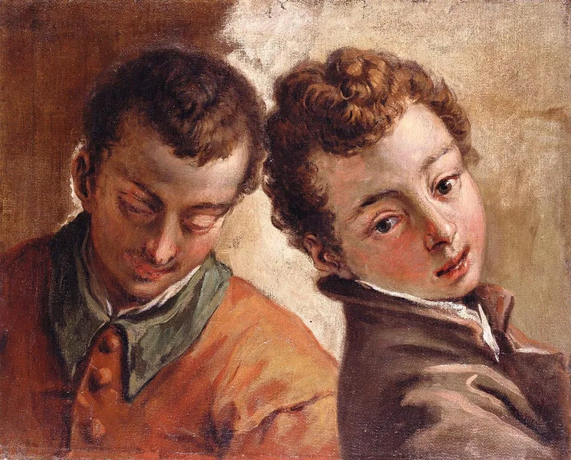 หัวคนหนุ่มและเด็กชายที่วางเคียงข้าง - Sebastiano Ricci