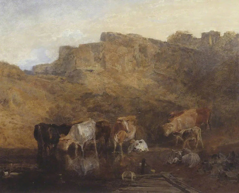 ความเงียบสงัดของซากปรักหักพัง, วัวในน้ำ; สเก็ตช์, ยามเย็น - J. M. W. Turner