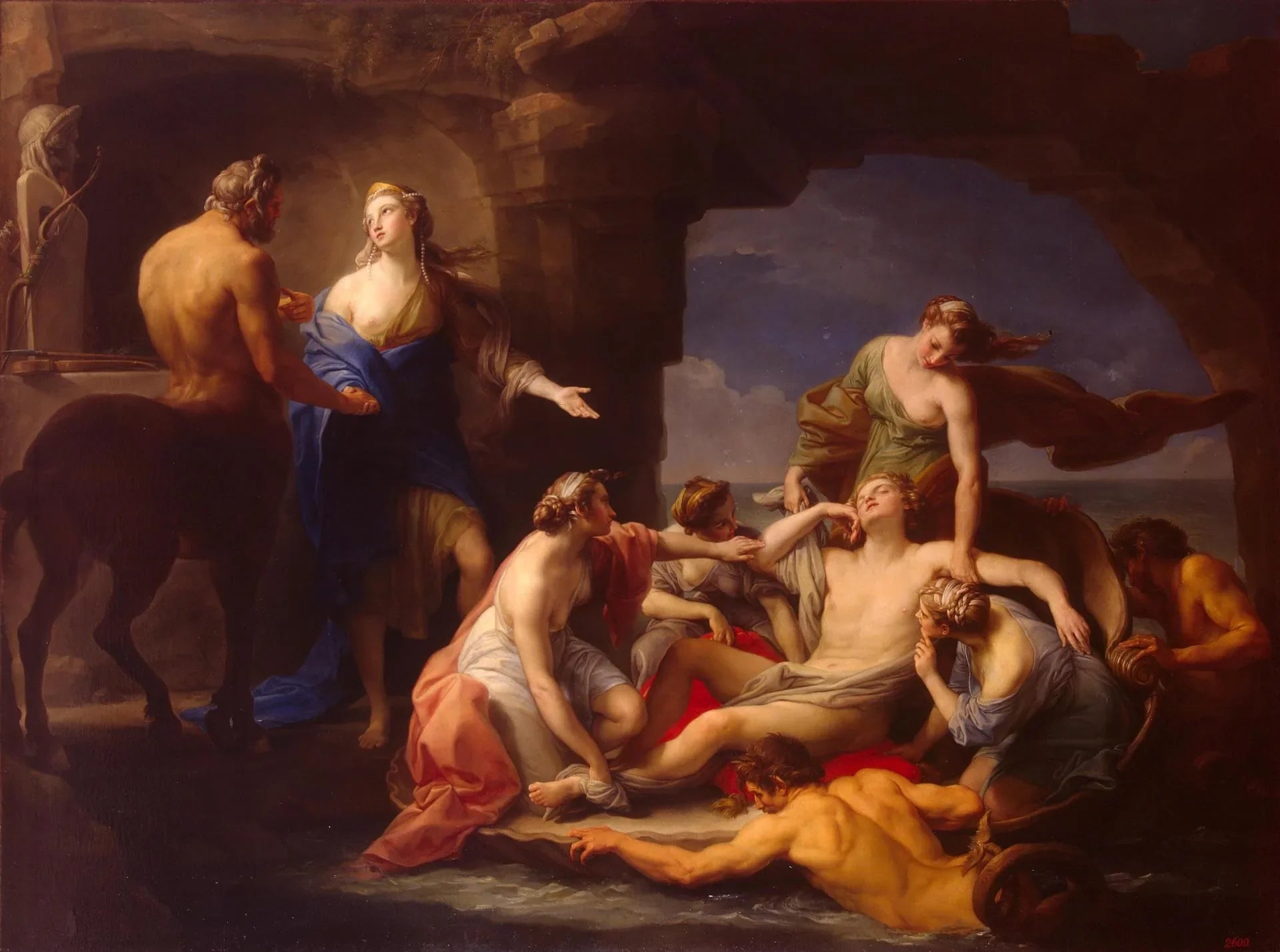 Thétis enlève son fils Achille endormi au centaure Chiron - Pompeo Batoni image 1 reproduction de peinture à l’huile