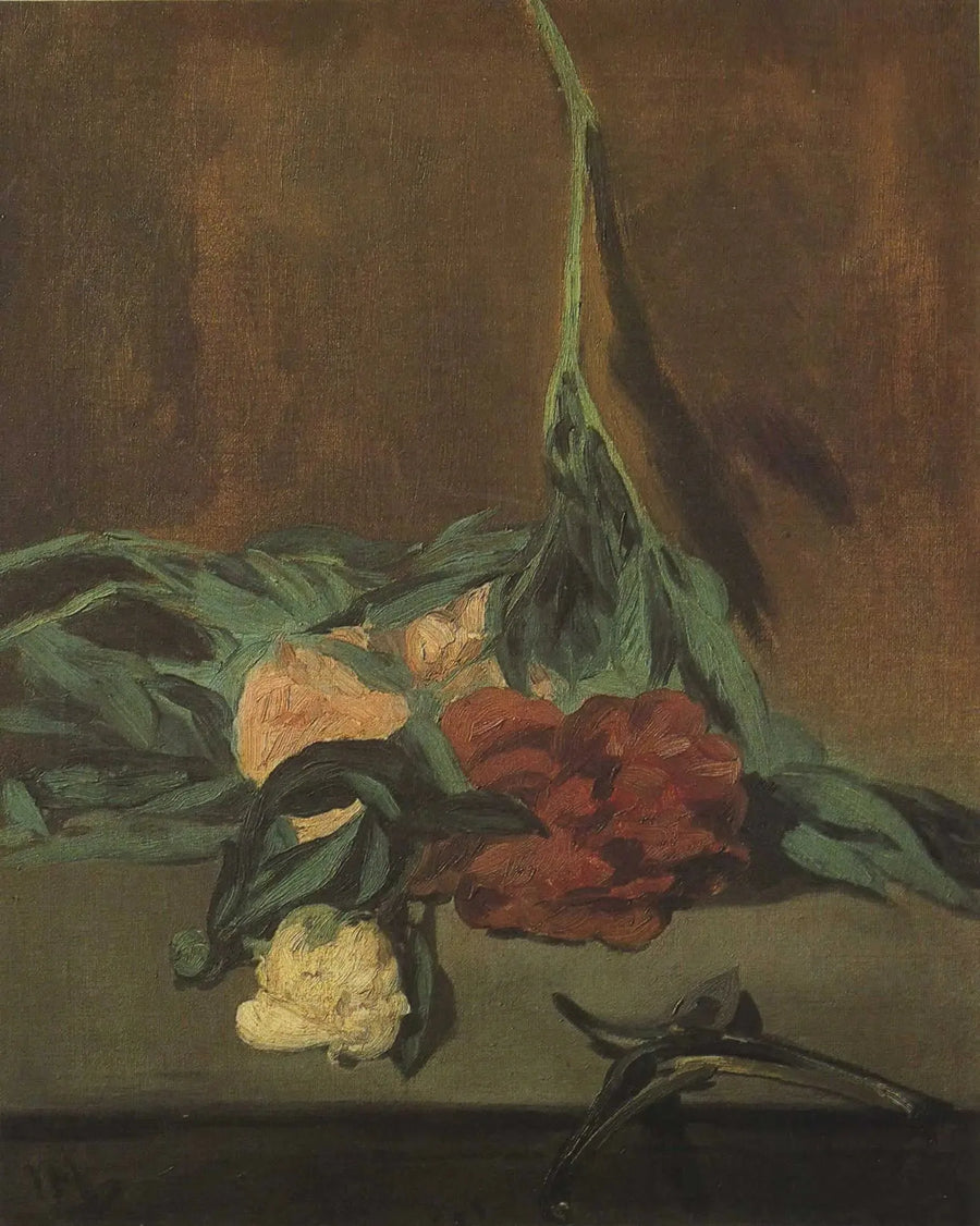 กิ่งพีโอนีและกรรไกรตัด - Édouard Manet